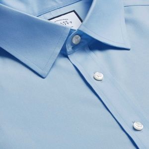 Charles Tyrwhitt Sky Blue Herringbone  French Cuff